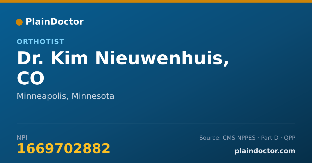 Shareable card for Kim Nieuwenhuis, CO - Orthotist, Minneapolis, MN