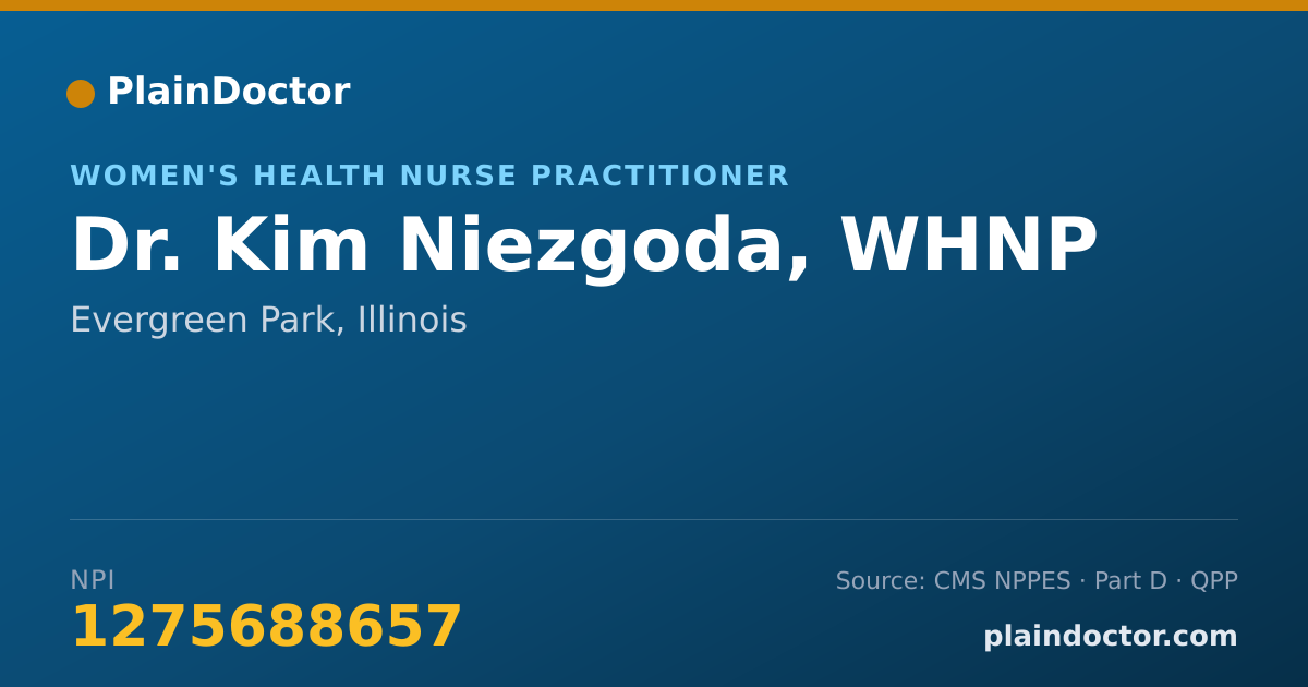 Shareable card for Kim Niezgoda, WHNP - Women's Health Nurse Practitioner, Evergreen Park, IL
