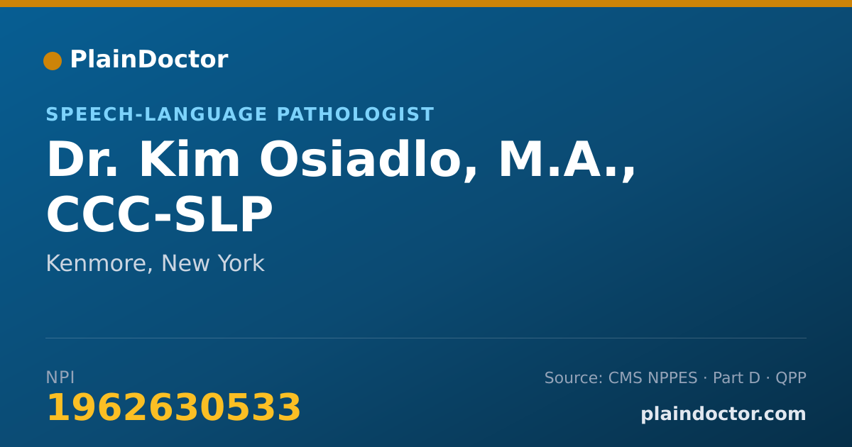 Shareable card for Kim Osiadlo, M.A., CCC-SLP - Speech-Language Pathologist, Kenmore, NY