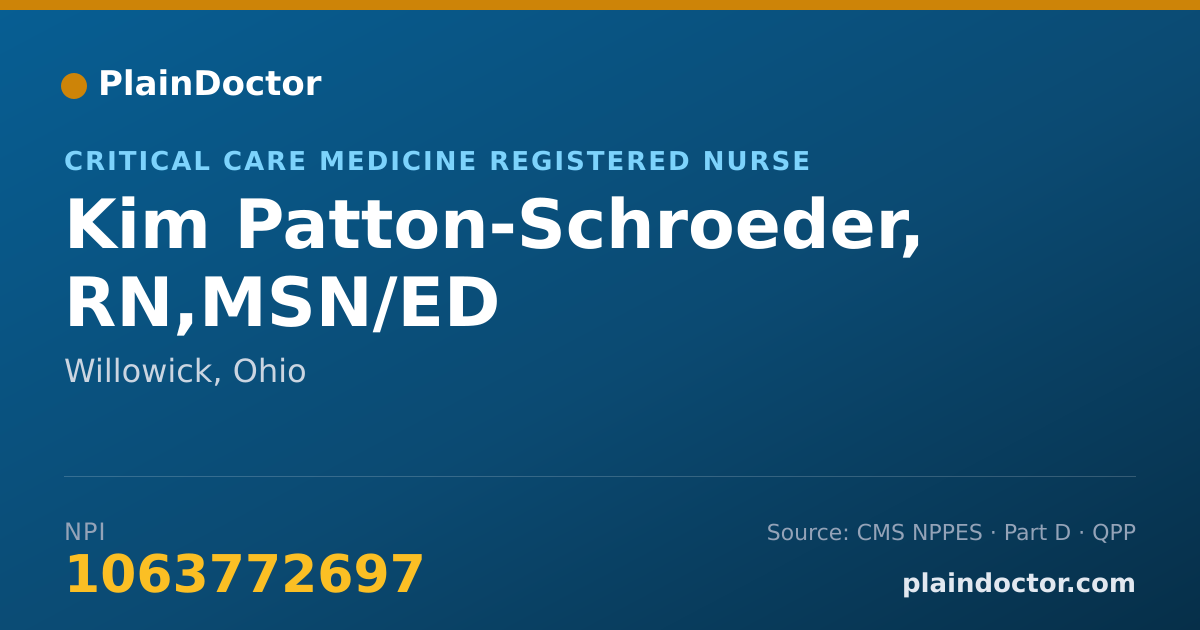 Shareable card for Kim Patton-Schroeder, RN,MSN/ED - Critical Care Medicine Registered Nurse, Willowick, OH