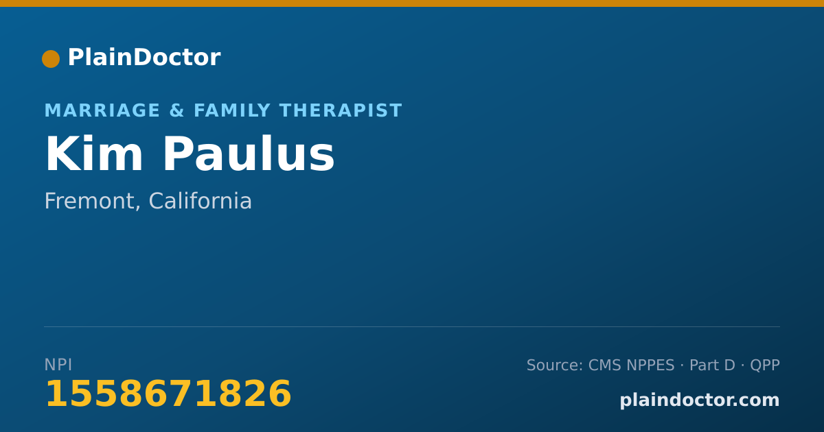 Shareable card for Kim Paulus - Marriage & Family Therapist, Fremont, CA