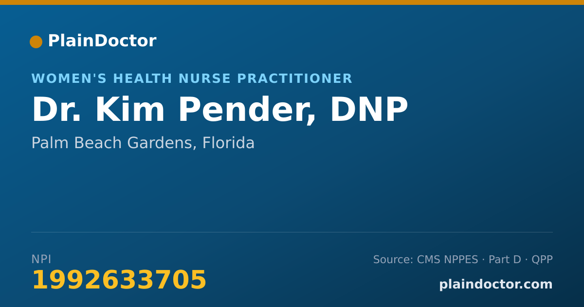 Shareable card for Kim Pender, DNP - Women's Health Nurse Practitioner, Palm Beach Gardens, FL