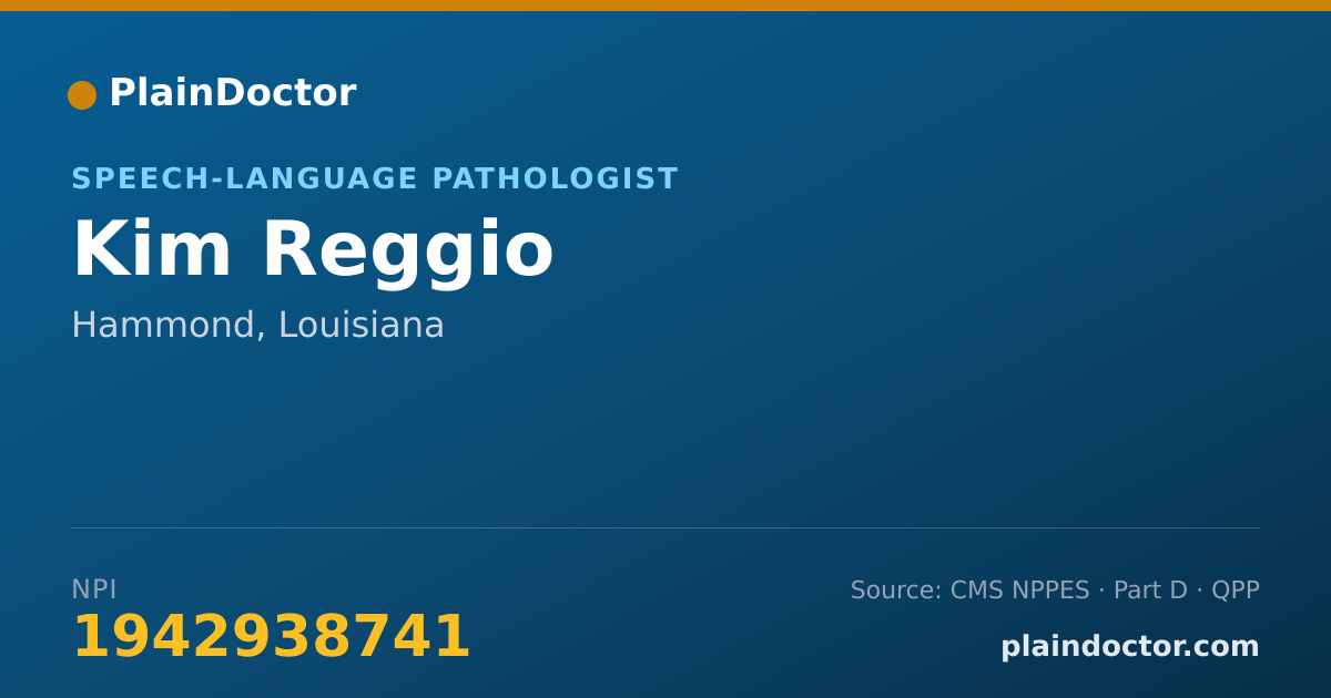 Shareable card for Kim Reggio - Speech-Language Pathologist, Hammond, LA