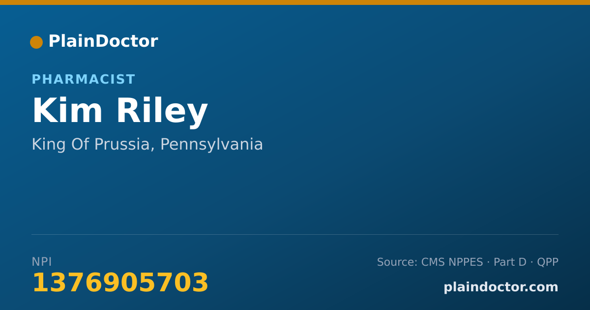 Shareable card for Kim Riley - Pharmacist, King Of Prussia, PA