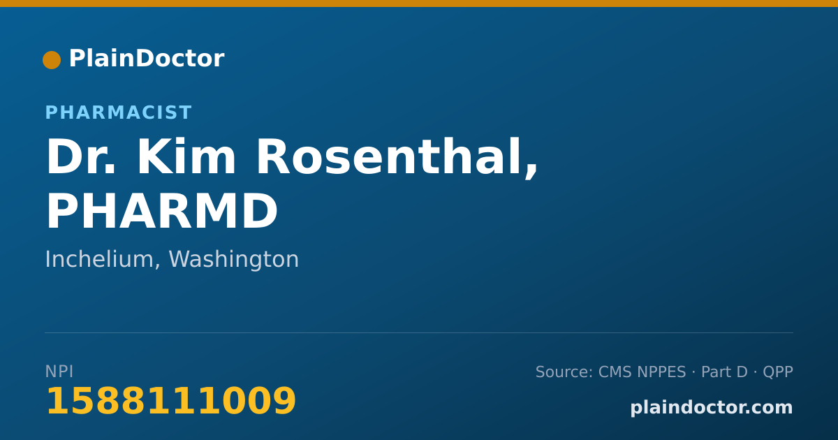 Shareable card for Kim Rosenthal, PHARMD - Pharmacist, Inchelium, WA
