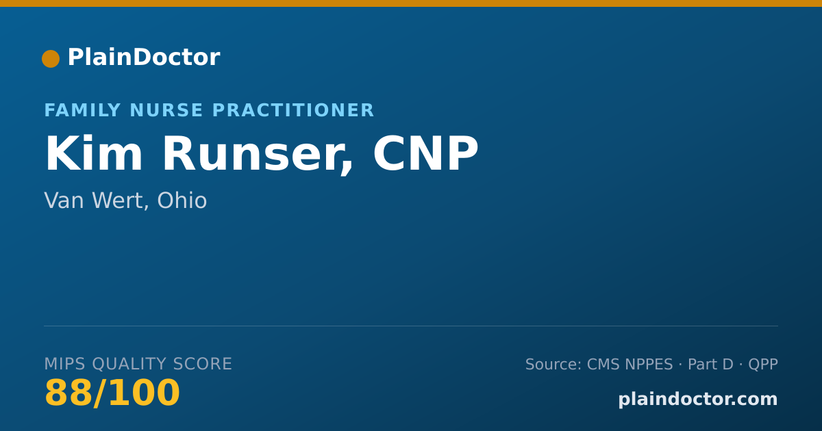 Shareable card for Kim Runser, CNP - Family Nurse Practitioner, Van Wert, OH