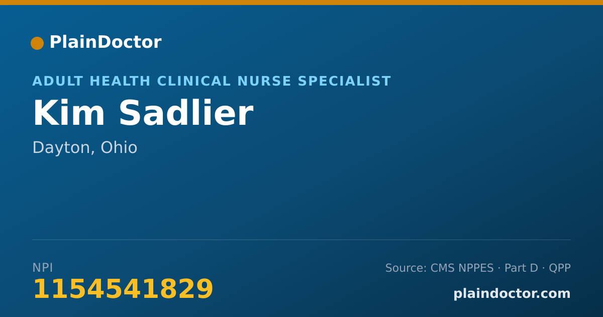 Shareable card for Kim Sadlier - Adult Health Clinical Nurse Specialist, Dayton, OH