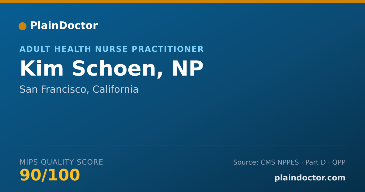Shareable card for Kim Schoen, NP - Adult Health Nurse Practitioner, San Francisco, CA