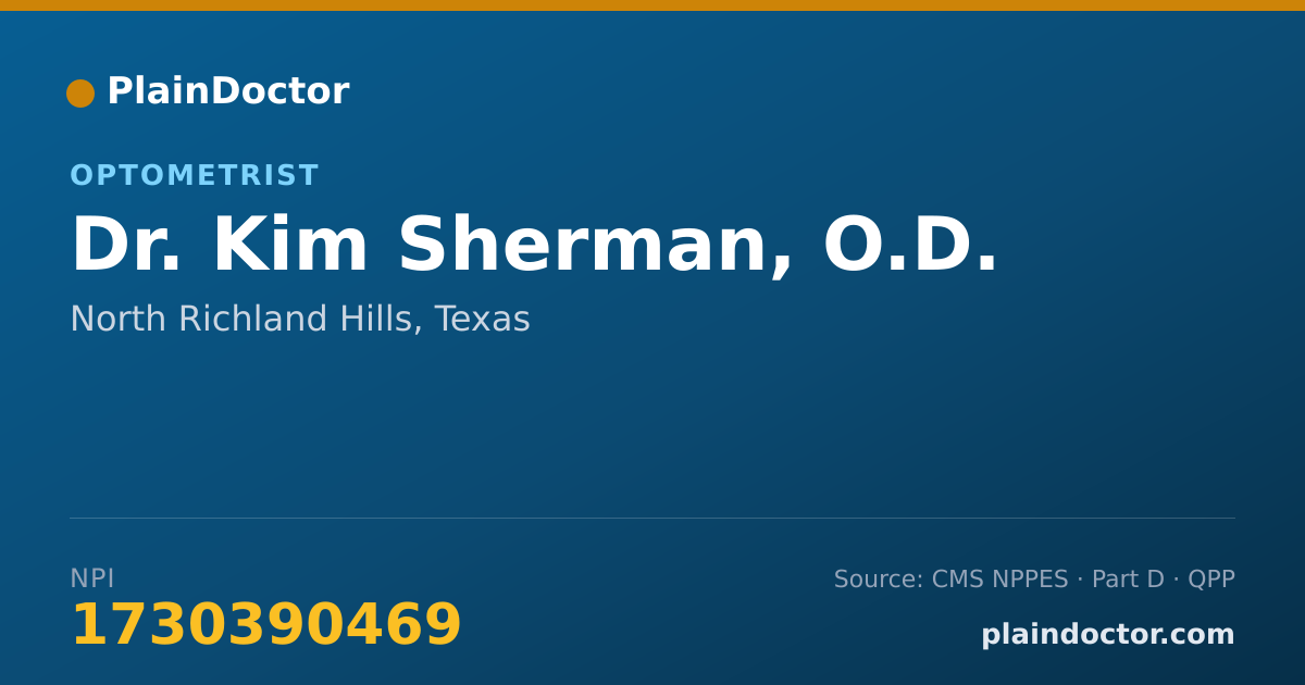 Shareable card for Kim Sherman, O.D. - Optometrist, North Richland Hills, TX