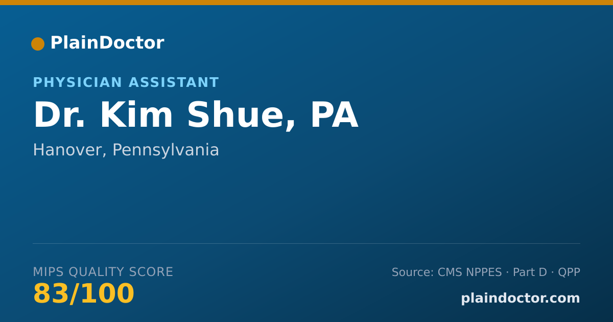Shareable card for Kim Shue, PA - Physician Assistant, Hanover, PA