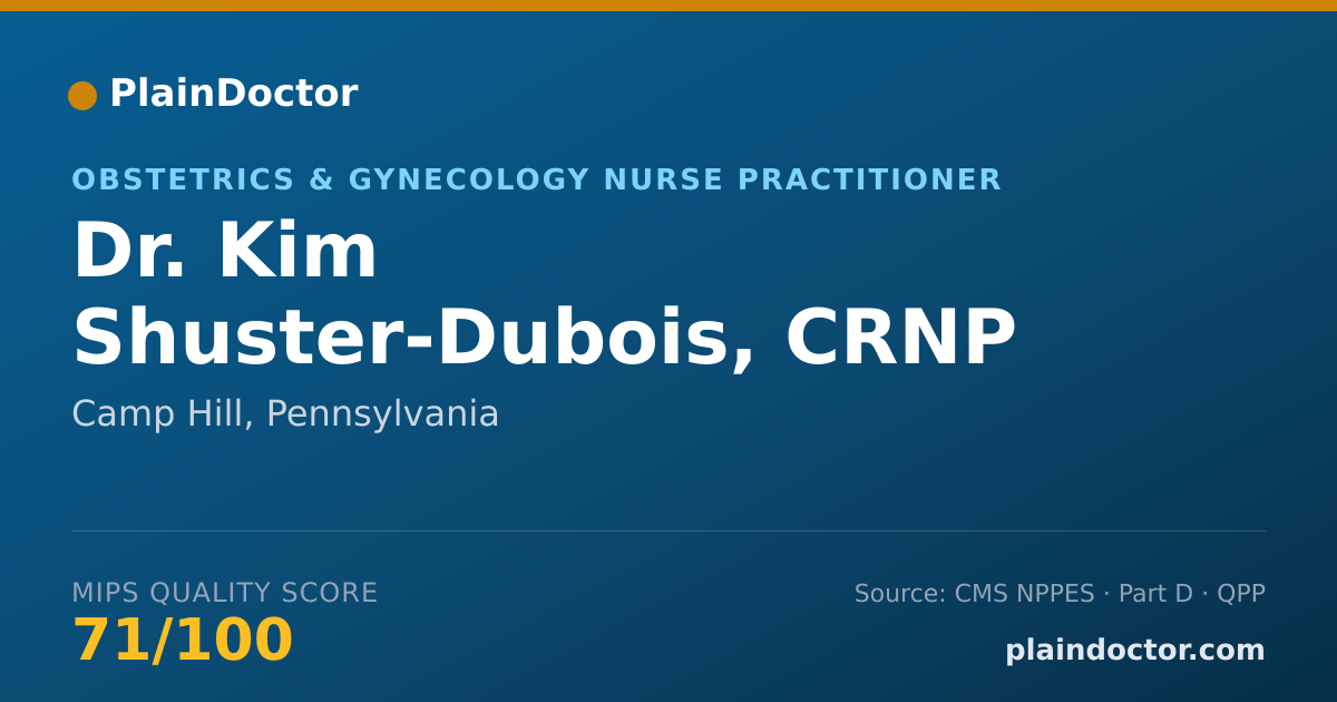 Shareable card for Kim Shuster-Dubois, CRNP - Obstetrics & Gynecology Nurse Practitioner, Camp Hill, PA