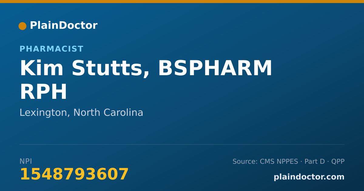Shareable card for Kim Stutts, BSPHARM  RPH - Pharmacist, Lexington, NC