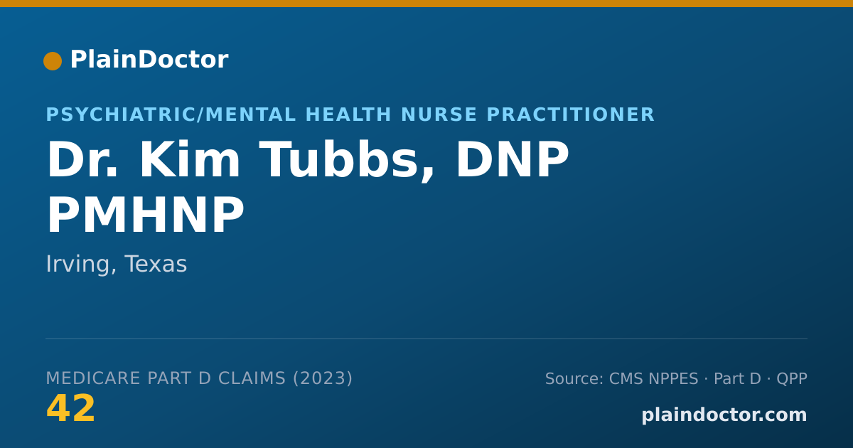 Shareable card for Kim Tubbs, DNP PMHNP - Psychiatric/Mental Health Nurse Practitioner, Irving, TX