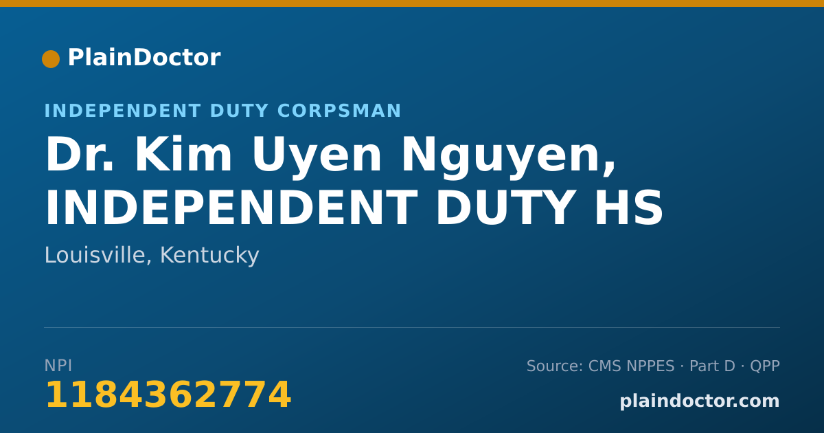 Shareable card for Kim Uyen Nguyen, INDEPENDENT DUTY HS - Independent Duty Corpsman, Louisville, KY