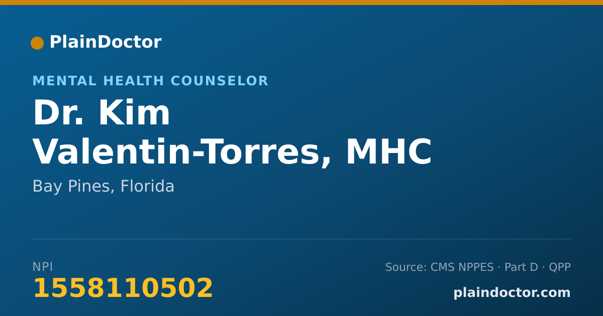 Shareable card for Kim Valentin-Torres, MHC - Mental Health Counselor, Bay Pines, FL