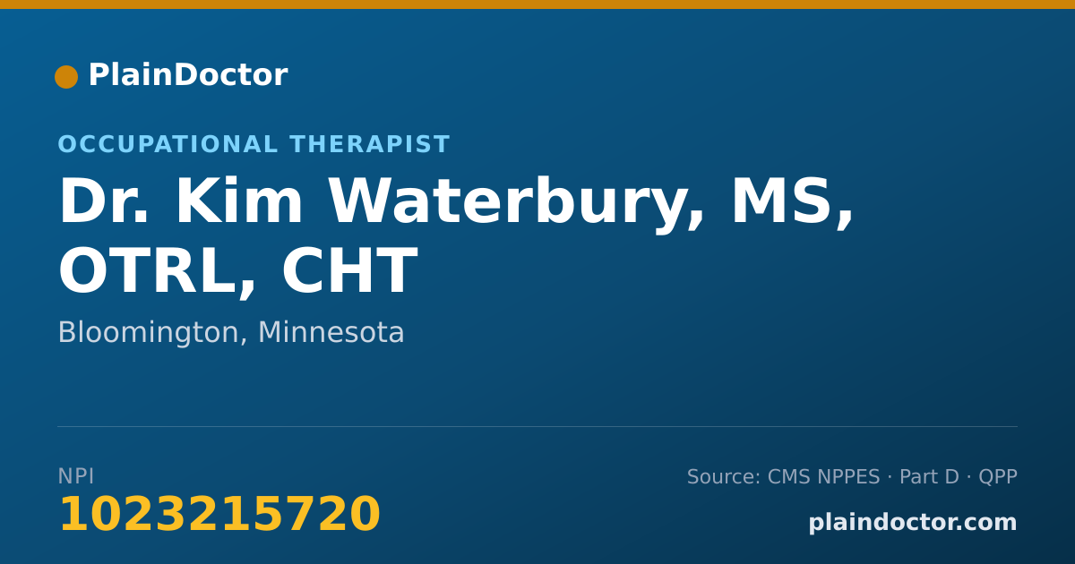 Shareable card for Kim Waterbury, MS, OTRL, CHT - Occupational Therapist, Bloomington, MN
