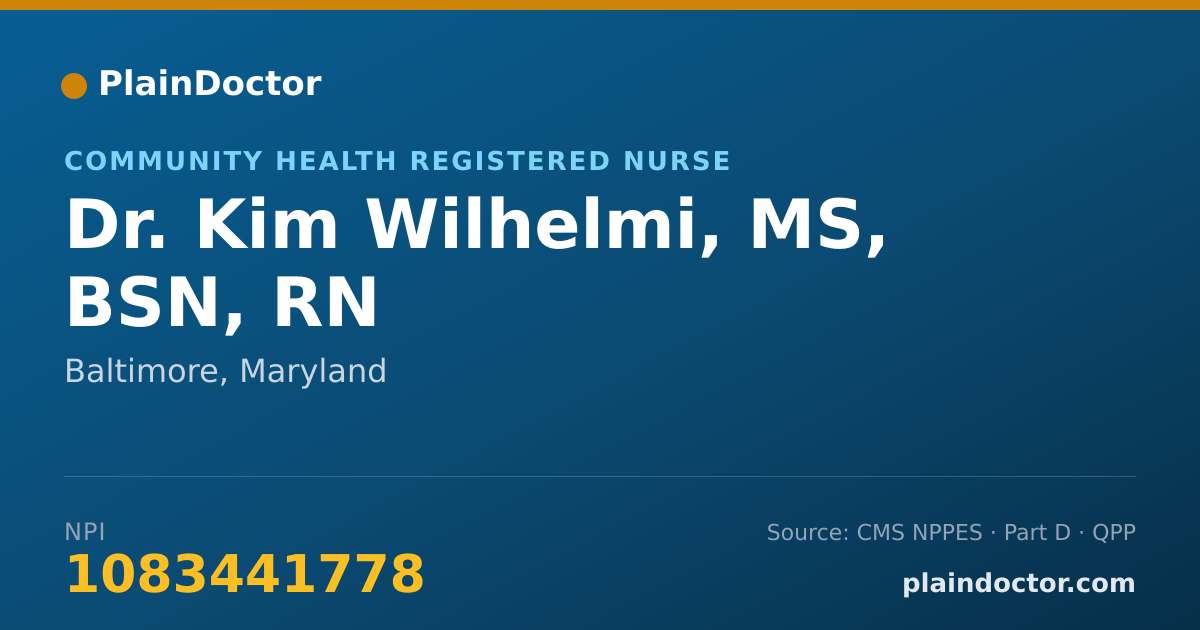 Shareable card for Kim Wilhelmi, MS, BSN, RN - Community Health Registered Nurse, Baltimore, MD