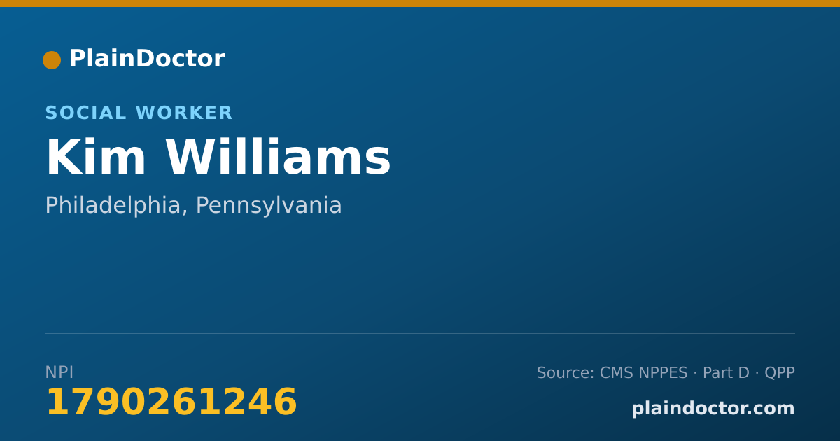 Shareable card for Kim Williams - Social Worker, Philadelphia, PA