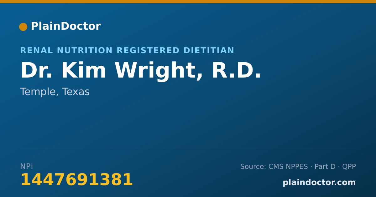 Shareable card for Kim Wright, R.D. - Renal Nutrition Registered Dietitian, Temple, TX