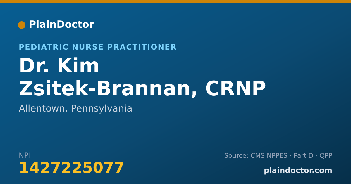 Shareable card for Kim Zsitek-Brannan, CRNP - Pediatric Nurse Practitioner, Allentown, PA