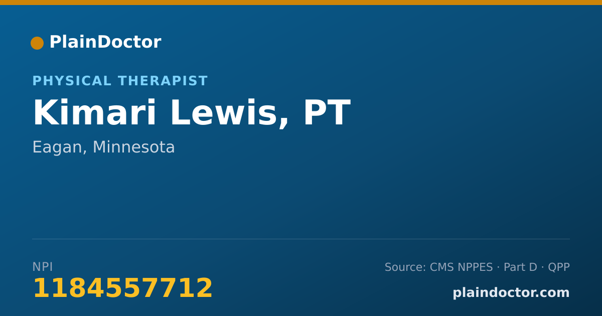 Shareable card for Kimari Lewis, PT - Physical Therapist, Eagan, MN