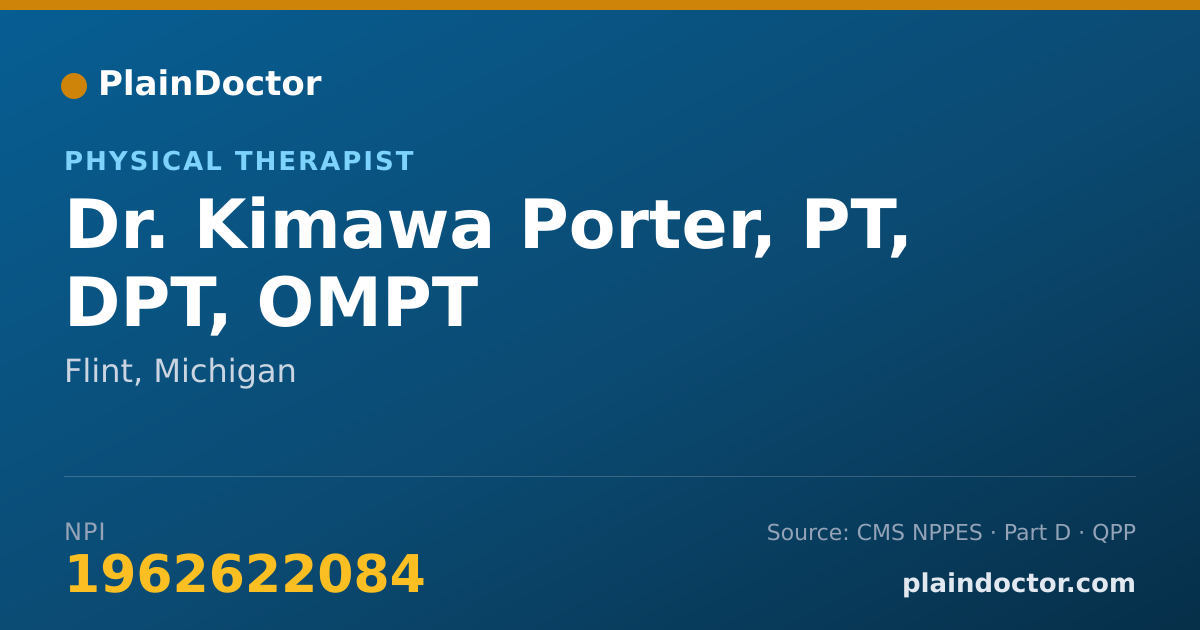 Shareable card for Kimawa Porter, PT, DPT, OMPT - Physical Therapist, Flint, MI