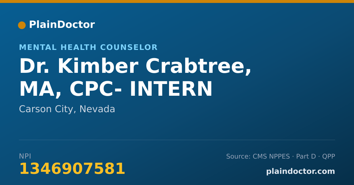 Shareable card for Kimber Crabtree, MA, CPC- INTERN - Mental Health Counselor, Carson City, NV