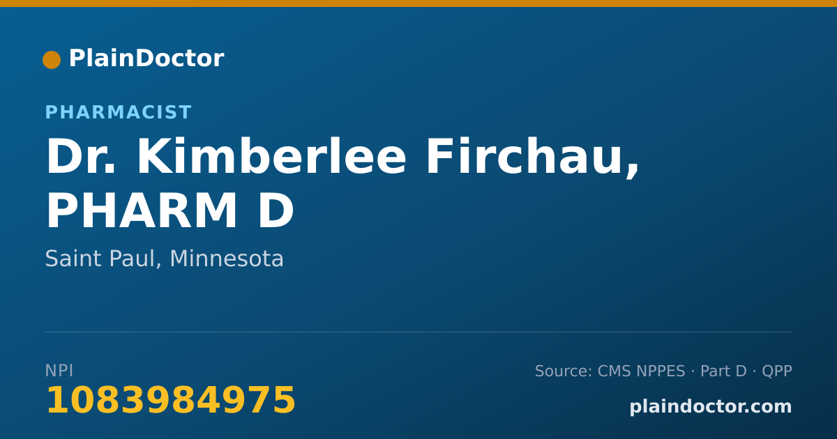 Shareable card for Kimberlee Firchau, PHARM D - Pharmacist, Saint Paul, MN