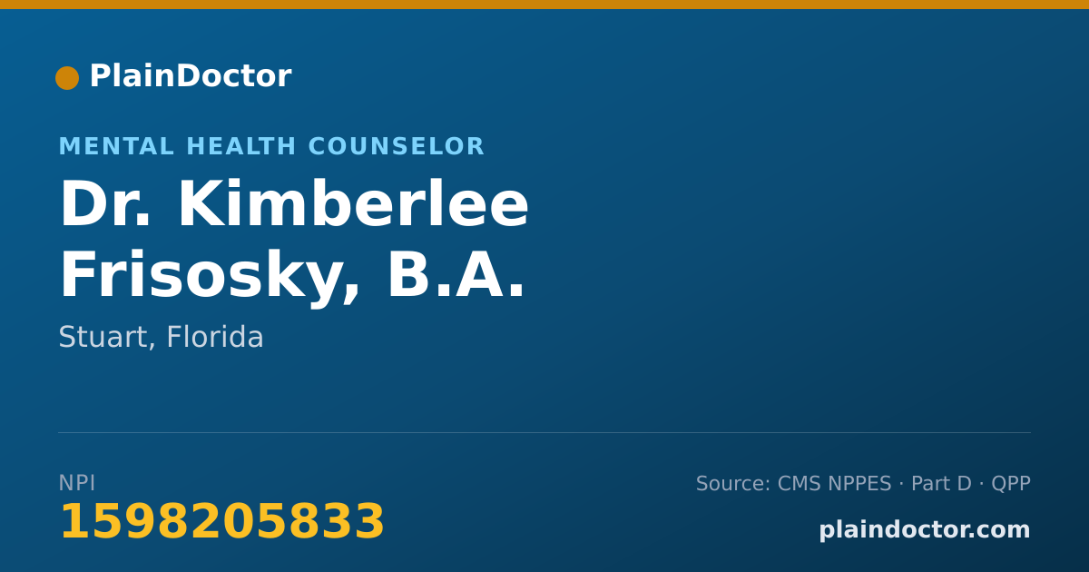 Shareable card for Kimberlee Frisosky, B.A. - Mental Health Counselor, Stuart, FL
