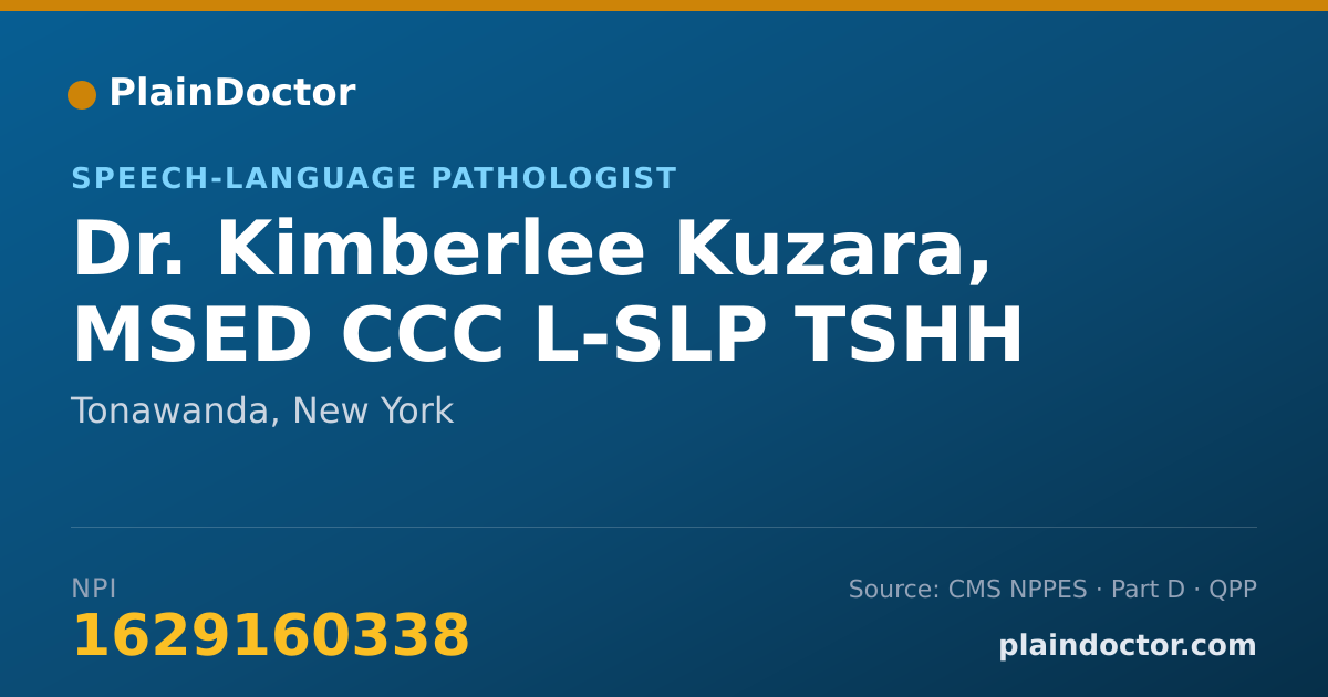 Shareable card for Kimberlee Kuzara, MSED CCC L-SLP TSHH - Speech-Language Pathologist, Tonawanda, NY