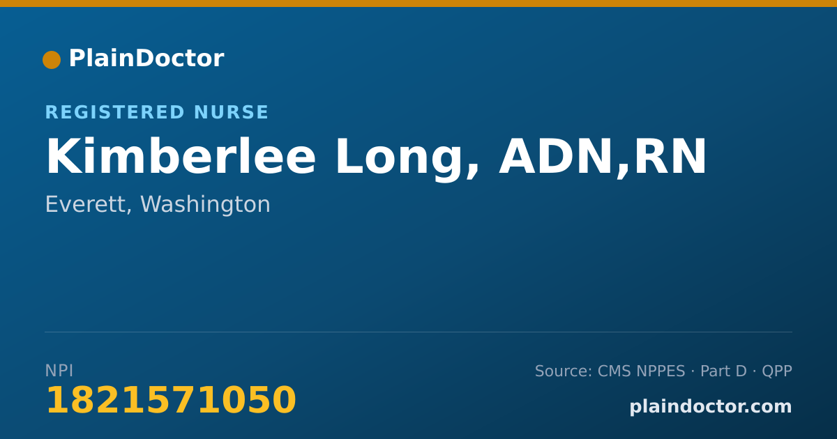 Shareable card for Kimberlee Long, ADN,RN - Psychiatric/Mental Health Registered Nurse, Everett, WA