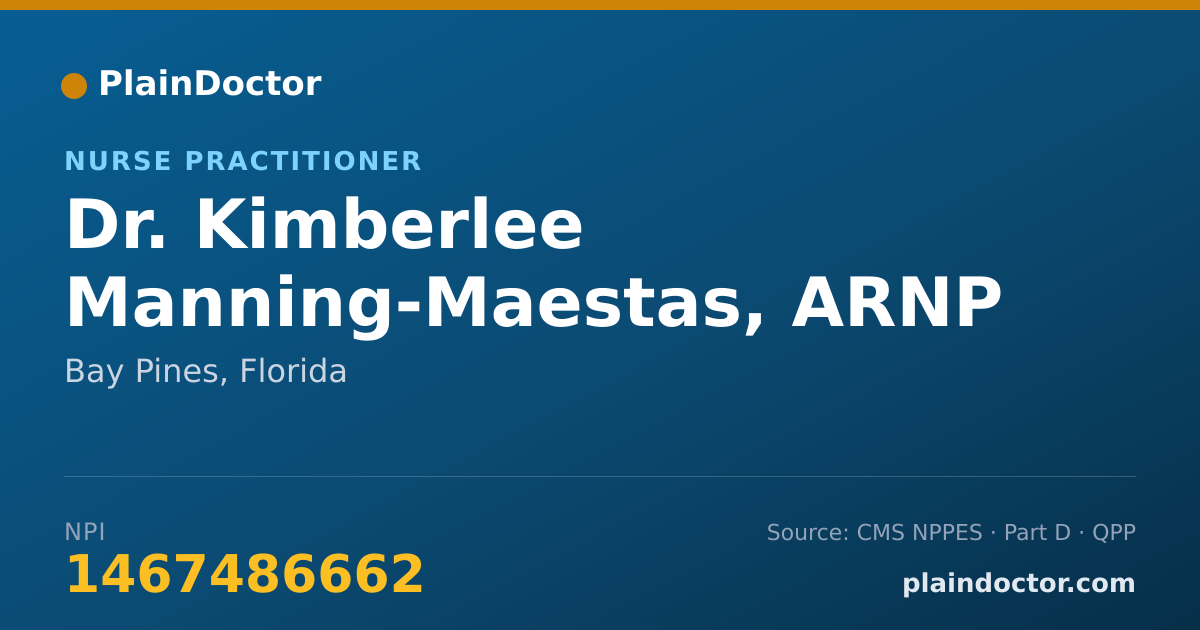Shareable card for Kimberlee Manning-Maestas, ARNP - Nurse Practitioner, Bay Pines, FL