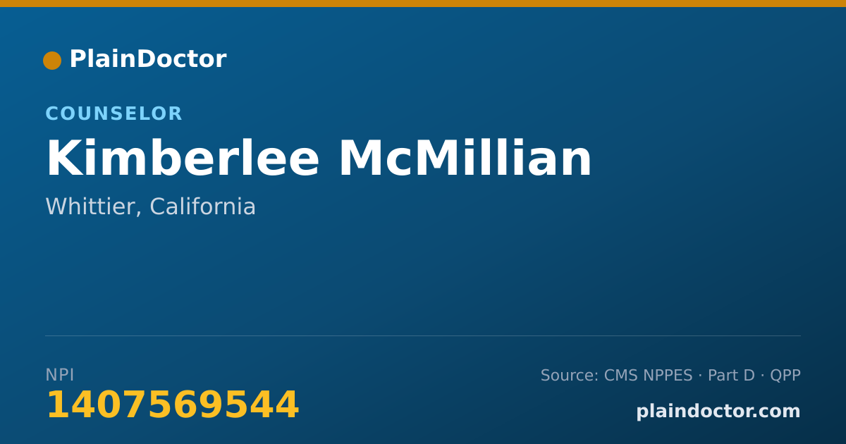 Shareable card for Kimberlee McMillian - Counselor, Whittier, CA