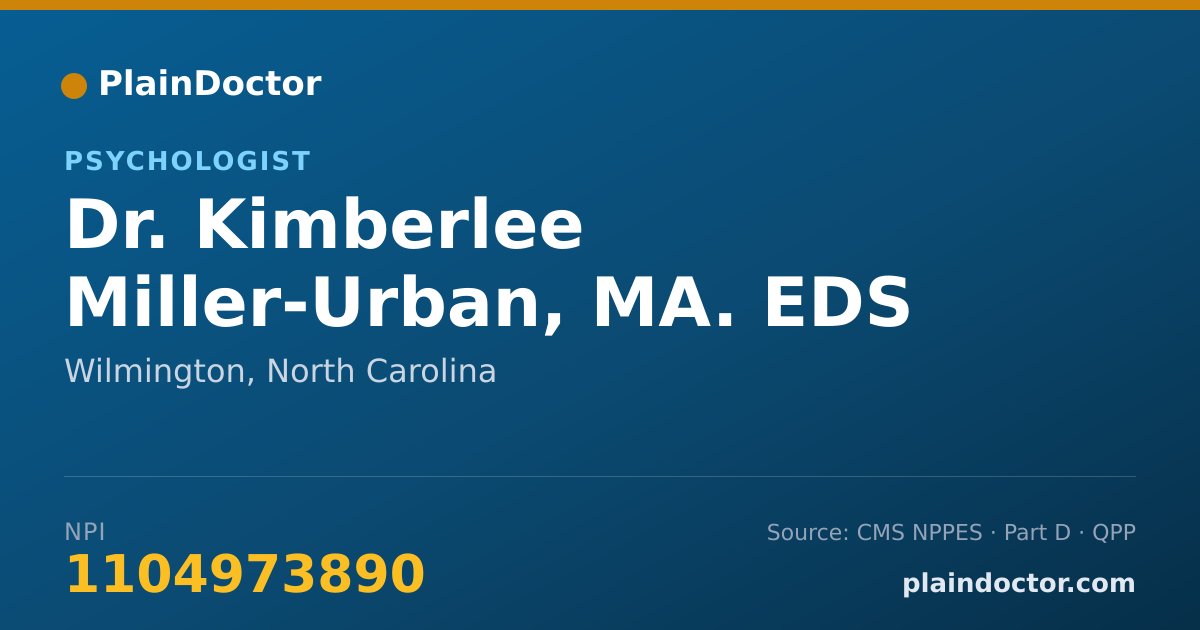 Shareable card for Kimberlee Miller-Urban, MA. EDS - Psychologist, Wilmington, NC