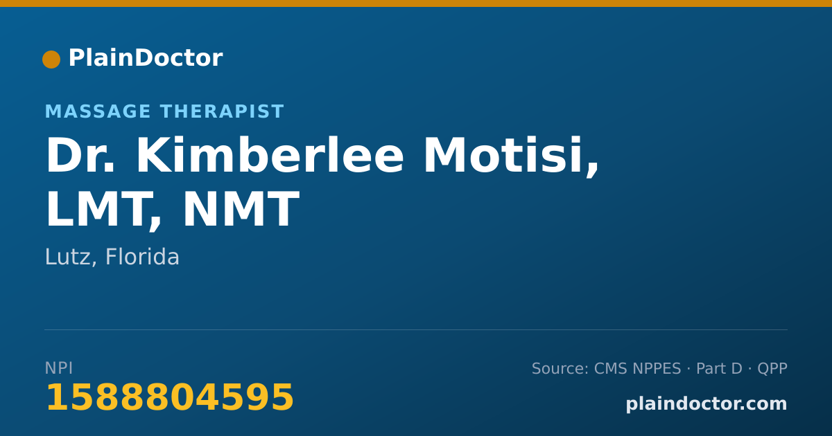 Shareable card for Kimberlee Motisi, LMT, NMT - Massage Therapist, Lutz, FL