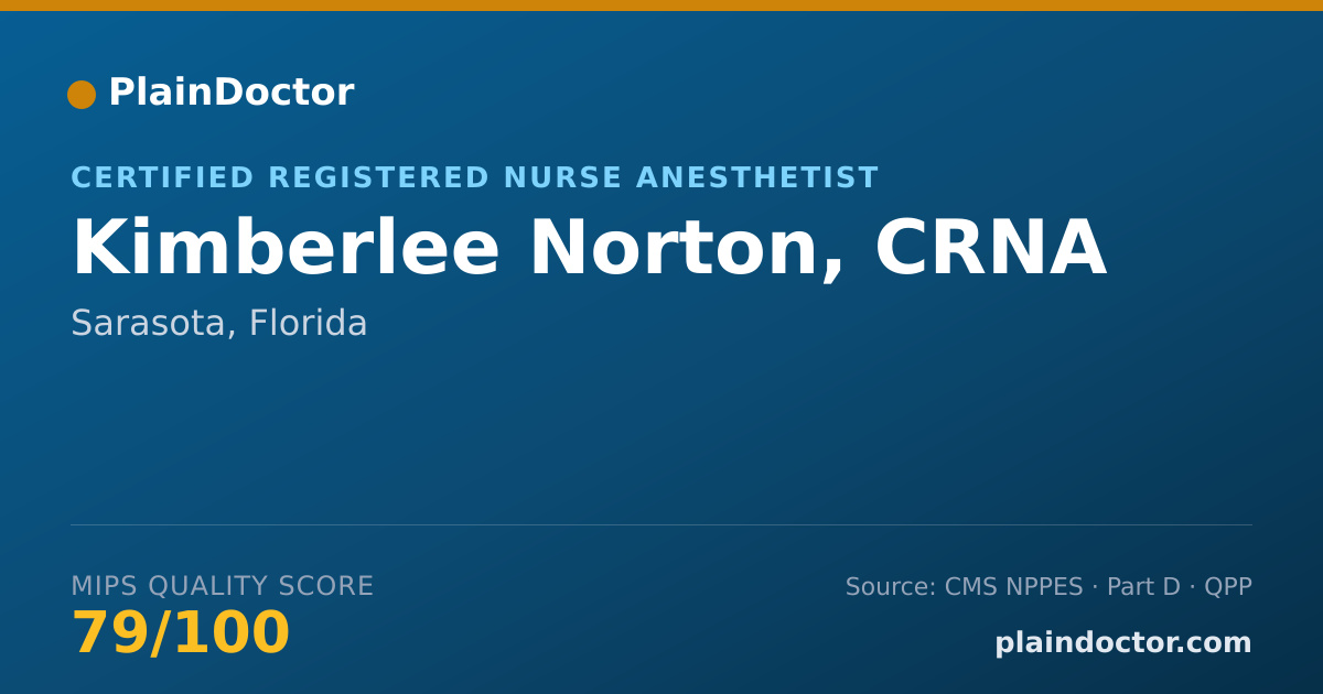 Shareable card for Kimberlee Norton, CRNA - Certified Registered Nurse Anesthetist, Sarasota, FL