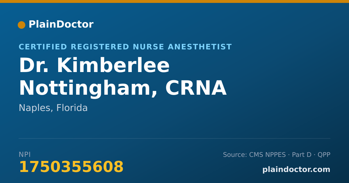 Shareable card for Kimberlee Nottingham, CRNA - Certified Registered Nurse Anesthetist, Naples, FL