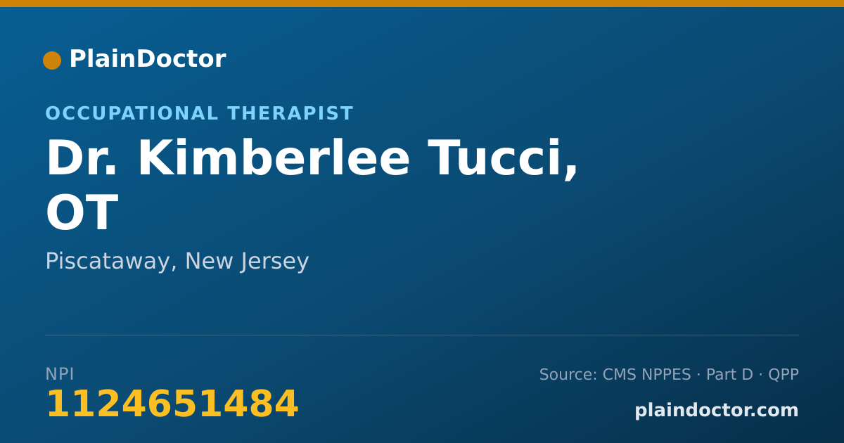 Shareable card for Kimberlee Tucci, OT - Occupational Therapist, Piscataway, NJ