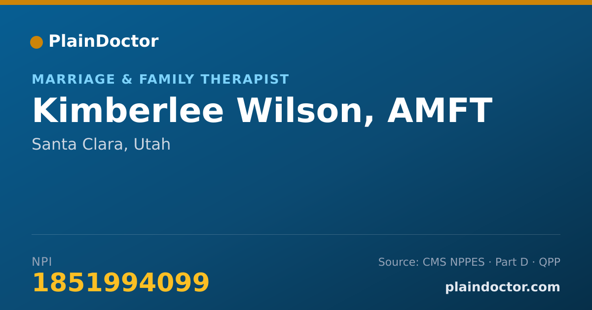 Shareable card for Kimberlee Wilson, AMFT - Marriage & Family Therapist, Santa Clara, UT