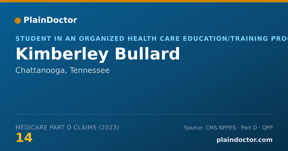 Shareable card for Kimberley Bullard - Student in an Organized Health Care Education/Training Program, Chattanooga, TN