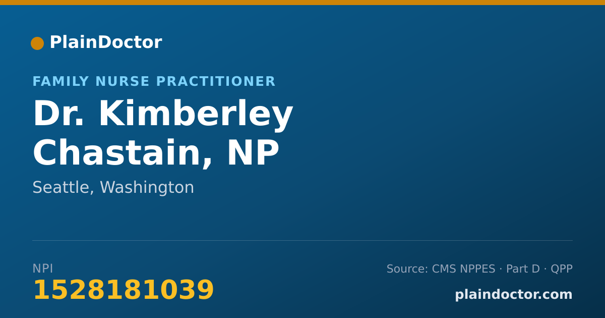 Shareable card for Kimberley Chastain, NP - Family Nurse Practitioner, Seattle, WA