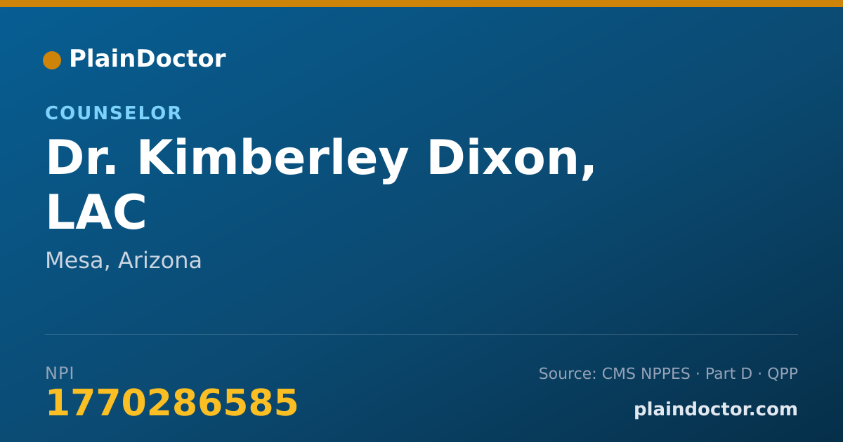 Shareable card for Kimberley Dixon, LAC - Counselor, Mesa, AZ