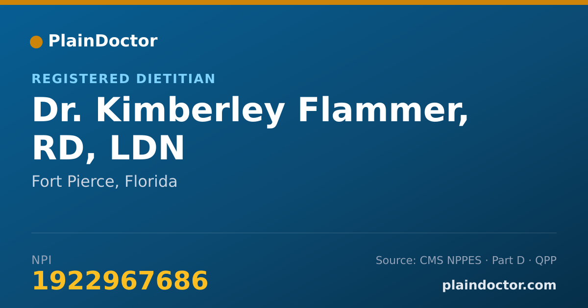 Shareable card for Kimberley Flammer, RD, LDN - Registered Dietitian, Fort Pierce, FL