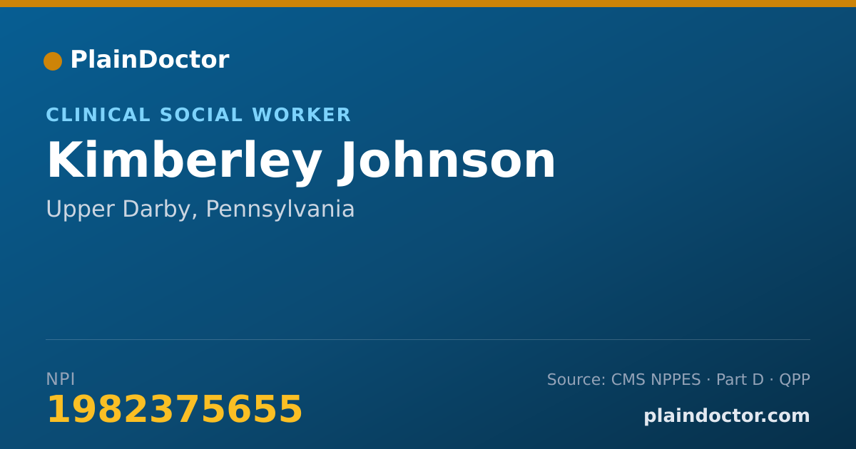 Shareable card for Kimberley Johnson - Clinical Social Worker, Upper Darby, PA