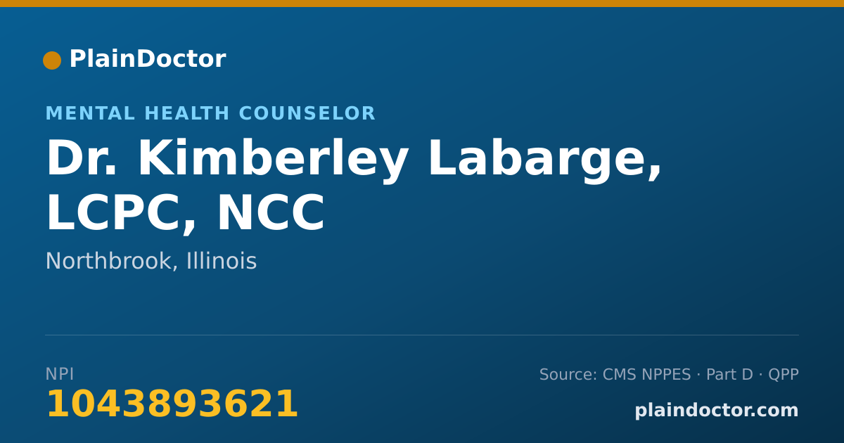 Shareable card for Kimberley Labarge, LCPC, NCC - Mental Health Counselor, Northbrook, IL