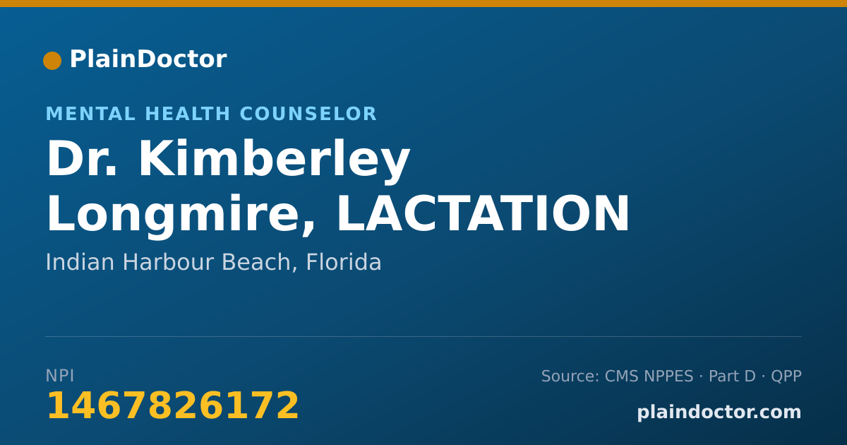 Shareable card for Kimberley Longmire, LACTATION COUNSELOR - Mental Health Counselor, Indian Harbour Beach, FL
