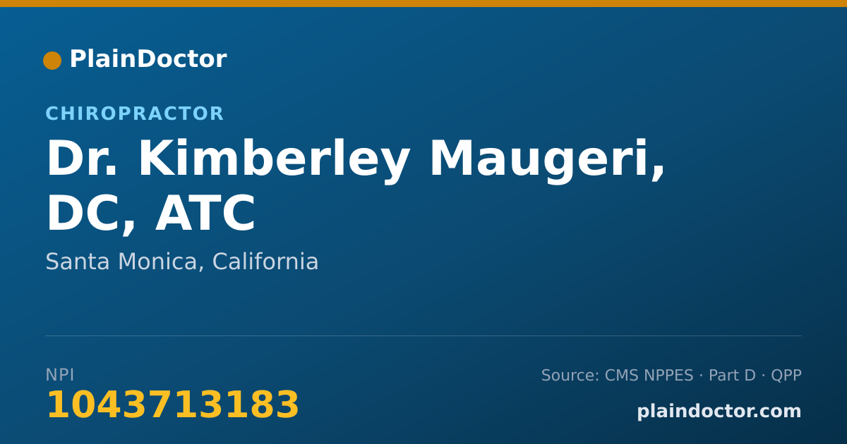 Shareable card for Kimberley Maugeri, DC, ATC - Chiropractor, Santa Monica, CA