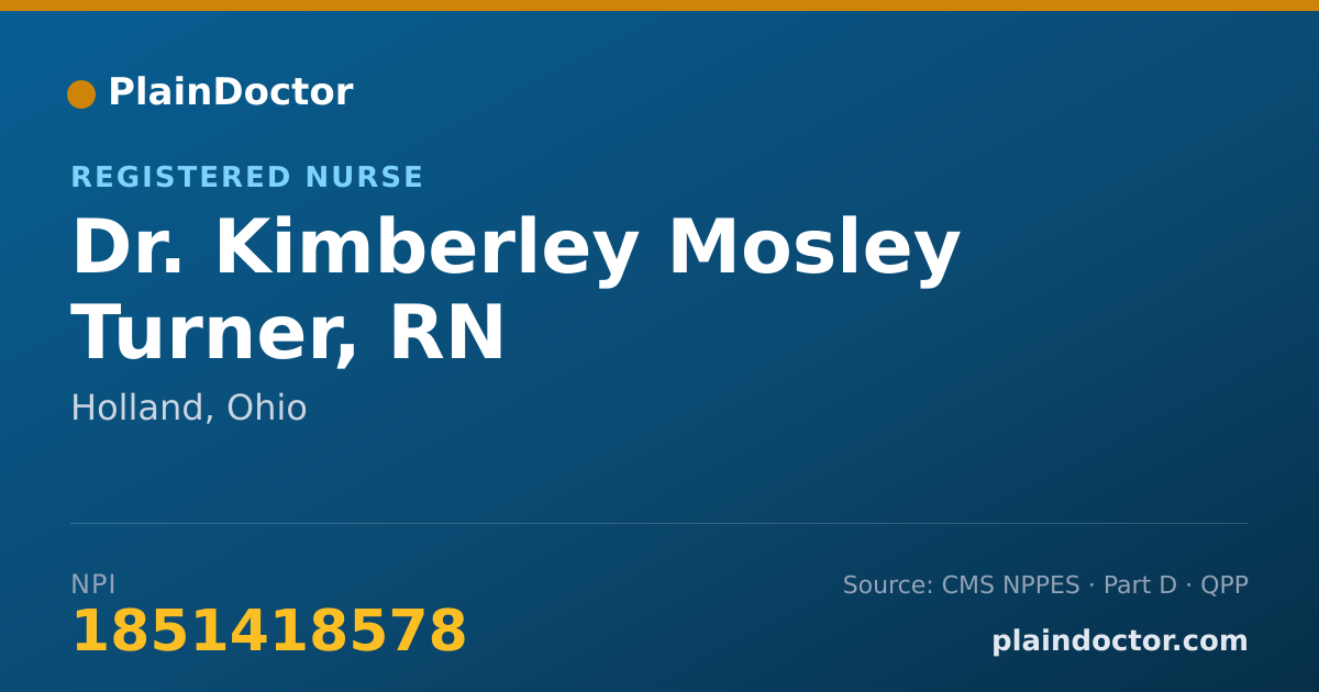 Shareable card for Kimberley Mosley Turner, RN - Registered Nurse, Holland, OH