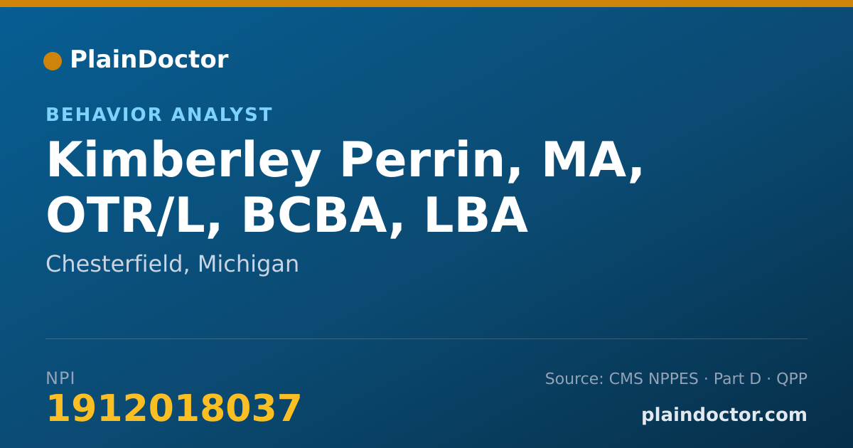 Shareable card for Kimberley Perrin, MA, OTR/L, BCBA, LBA - Behavior Analyst, Chesterfield, MI