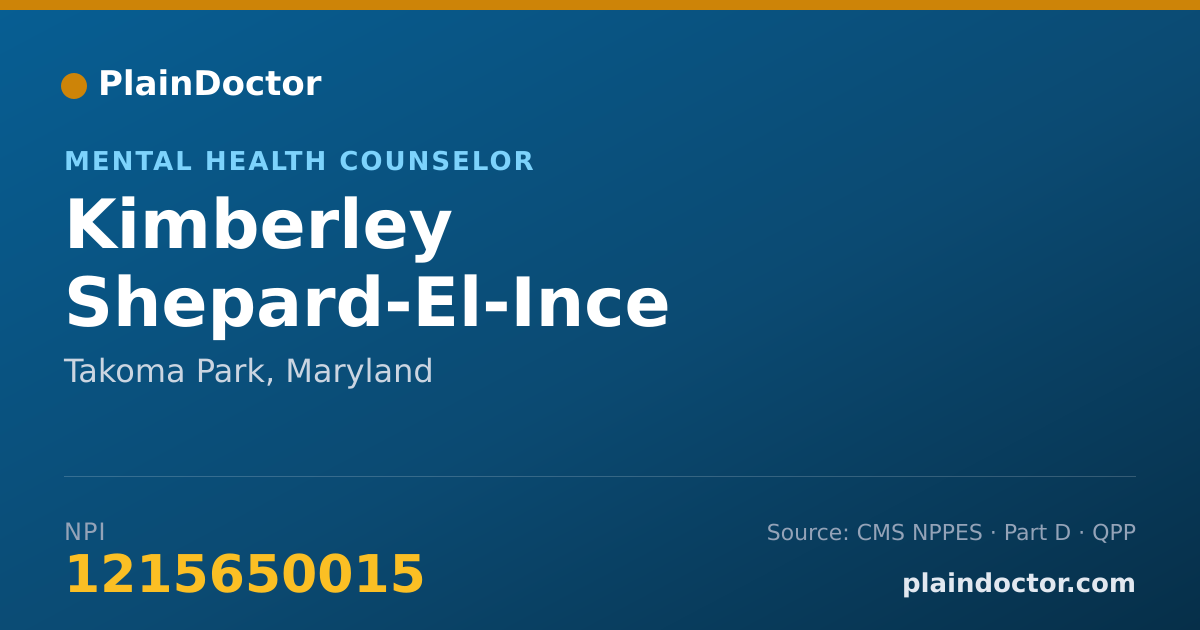 Shareable card for Kimberley Shepard-El-Ince - Mental Health Counselor, Takoma Park, MD